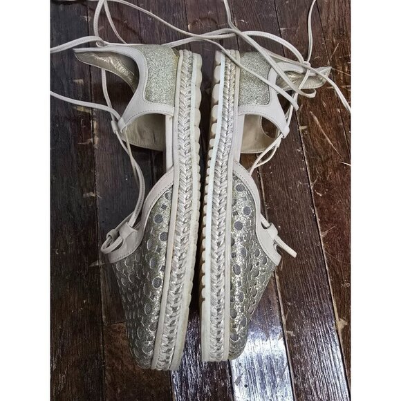 Stuart Weitzman Gold Lace Up Gladiator Espadrille Sandal - Picture 9 of 16